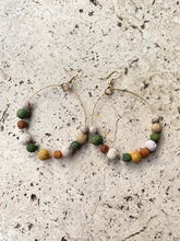 Load image into Gallery viewer, Recycled sari and metal hoop earrings