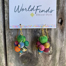 Load image into Gallery viewer, Recycled Sari Kantha earrings - clusters