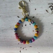 Load image into Gallery viewer, Recycled kantha key chain/bag clip - circular