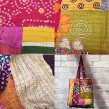 Load image into Gallery viewer, Kantha patchwork cotton carry bag