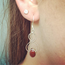 Load image into Gallery viewer, Silver earrings - carnelian twist earrings