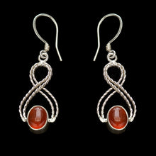 Load image into Gallery viewer, Silver earrings - carnelian twist earrings