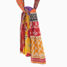 Load image into Gallery viewer, Cotton scarf - recycled sari with kantha stitching