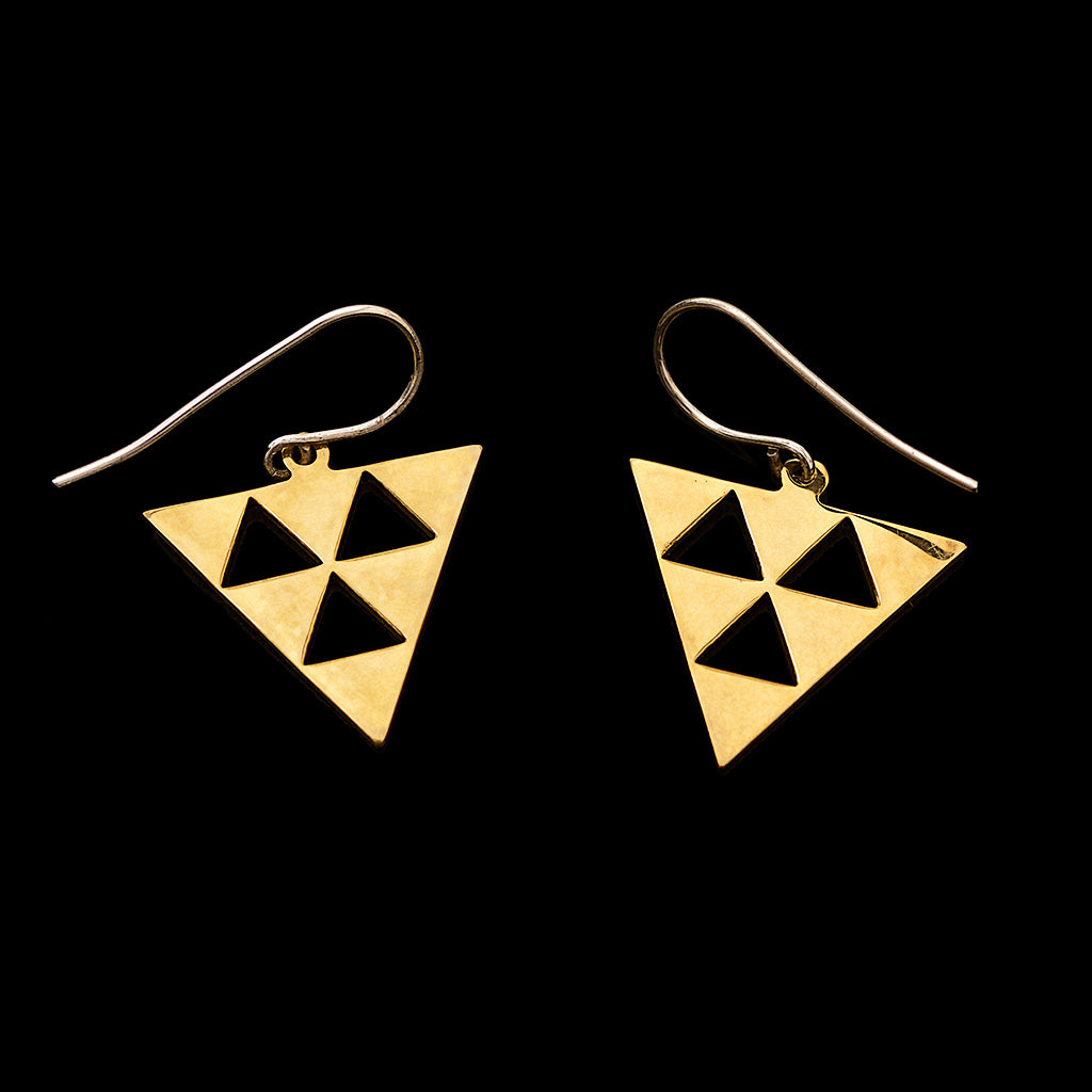 Recycled Bombshell Earrings - triangle design