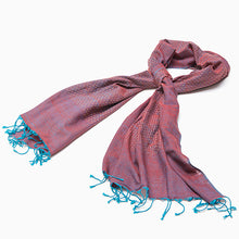 Load image into Gallery viewer, Purple and Turquoise 'shot' cotton scarf