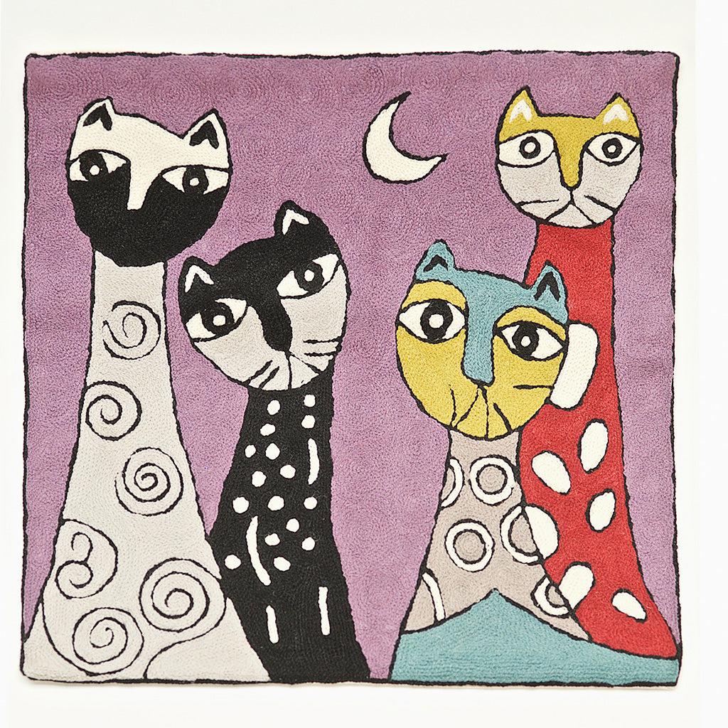 Cushion Cover - Cats in purple