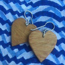 Load image into Gallery viewer, Heart shaped wood earrings
