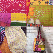 Load image into Gallery viewer, Kantha patchwork cotton carry bag
