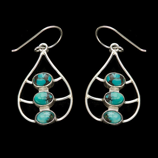 Turquoise earrings - cascade design