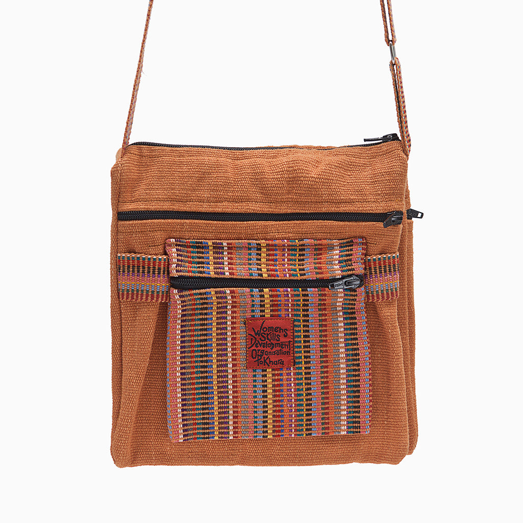 Cotton shoulder bags - double sided 'saddle'