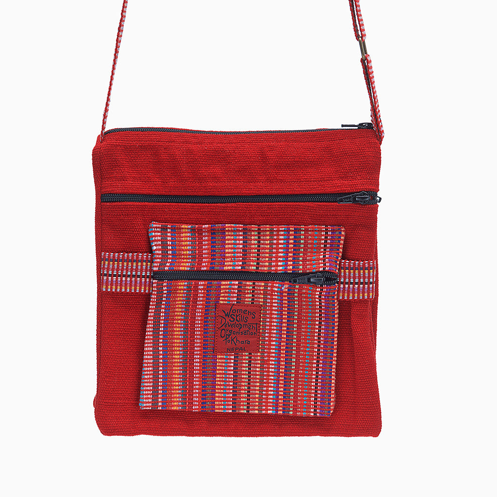 Cotton shoulder bags - double sided 'saddle'