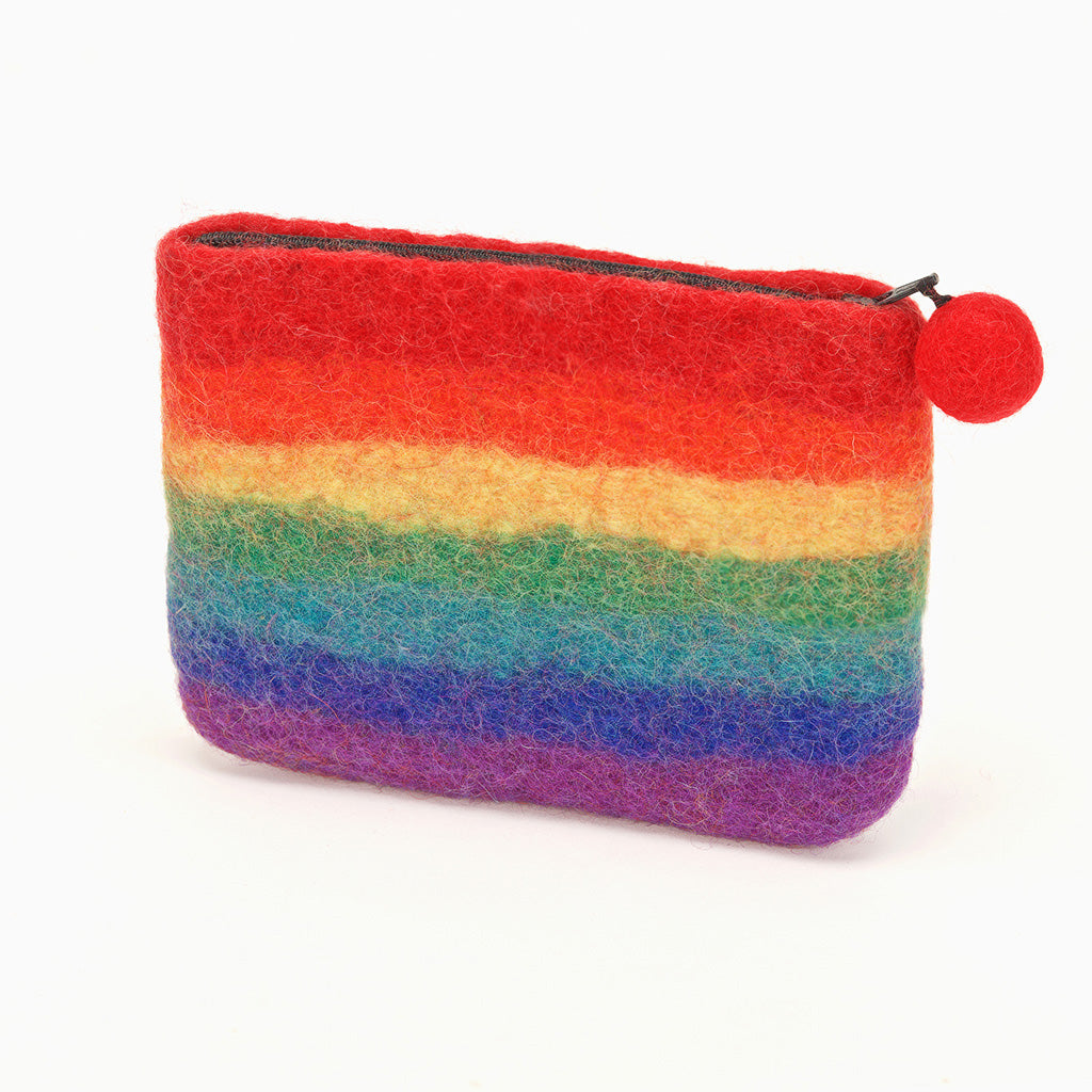 Felt purse - rainbow stripe