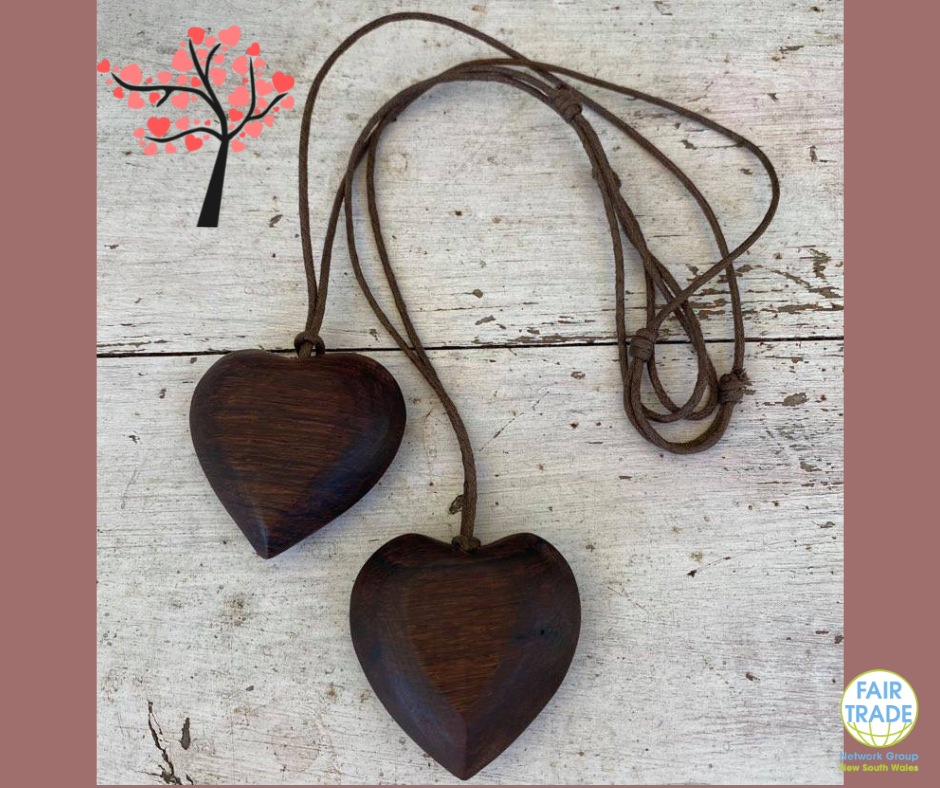 Recycled timber heart pendant