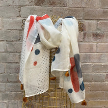 Load image into Gallery viewer, Lightweight wool scarf in cream and earthy tones
