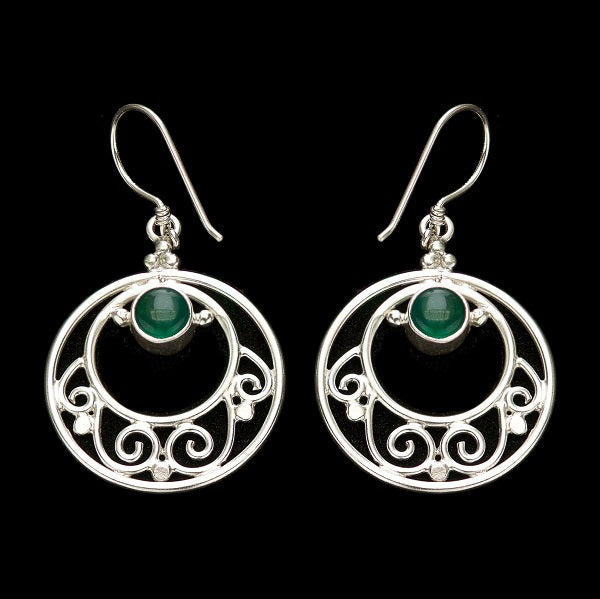 Baroque green stone design earrings