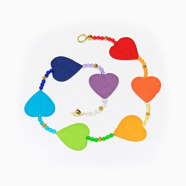Rainbow chain of hearts decoration