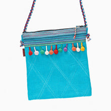 Load image into Gallery viewer, Cotton shoulder bags with &#39;pom pom&#39; trim
