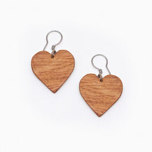 Load image into Gallery viewer, Heart shaped wood earrings
