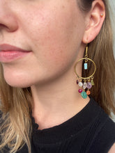 Load image into Gallery viewer, Festival Earrings - semi precious stones and brass
