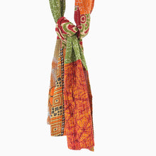 Load image into Gallery viewer, Cotton scarf - recycled sari with kantha stitching
