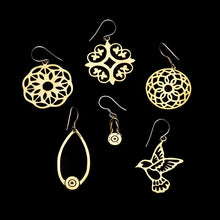 Load image into Gallery viewer, Recycled Bombshell Earrings - Lotus design
