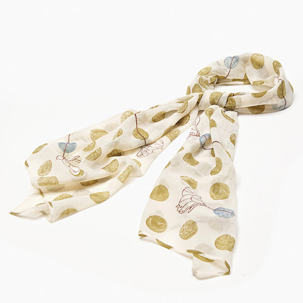 Olive spot and cream wool scarf