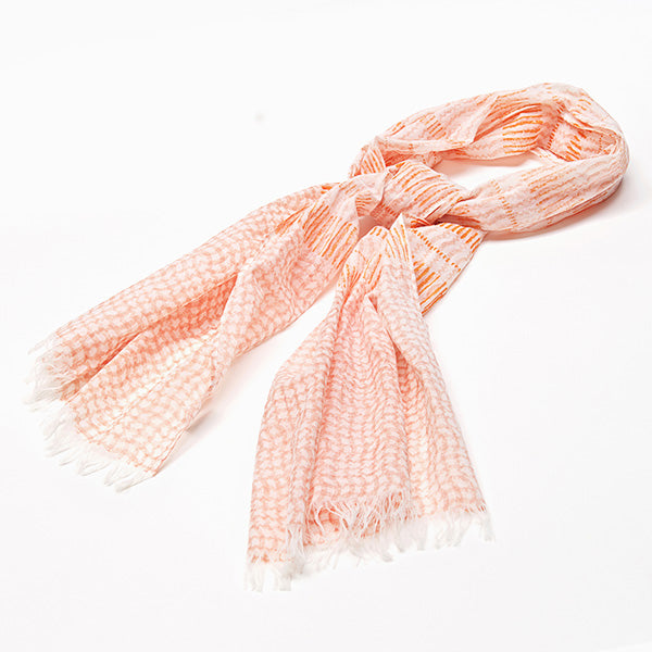 Orange and white patterned cotton scarf