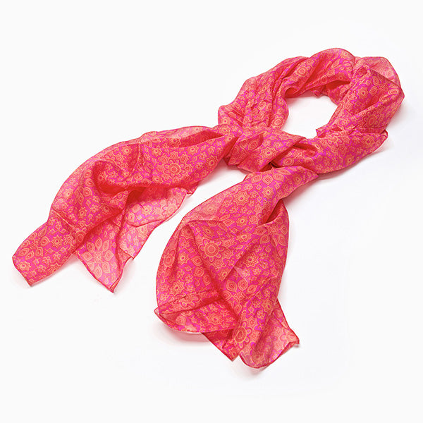 Patterned pure silk scarf