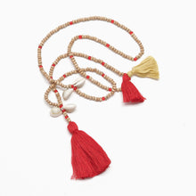 Load image into Gallery viewer, Natural coloured beads with Tassel and shell decoration
