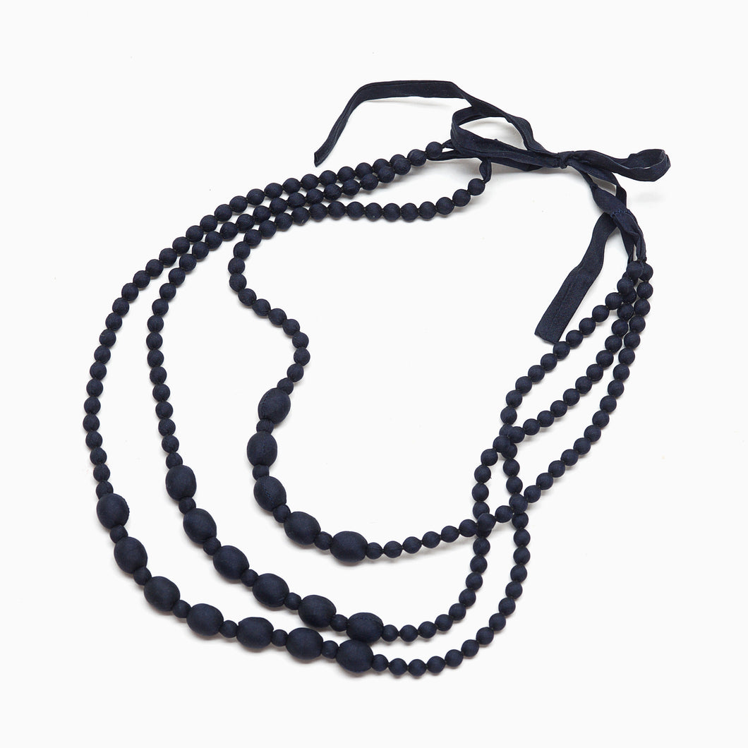 Silk ball necklace - 3 strands
