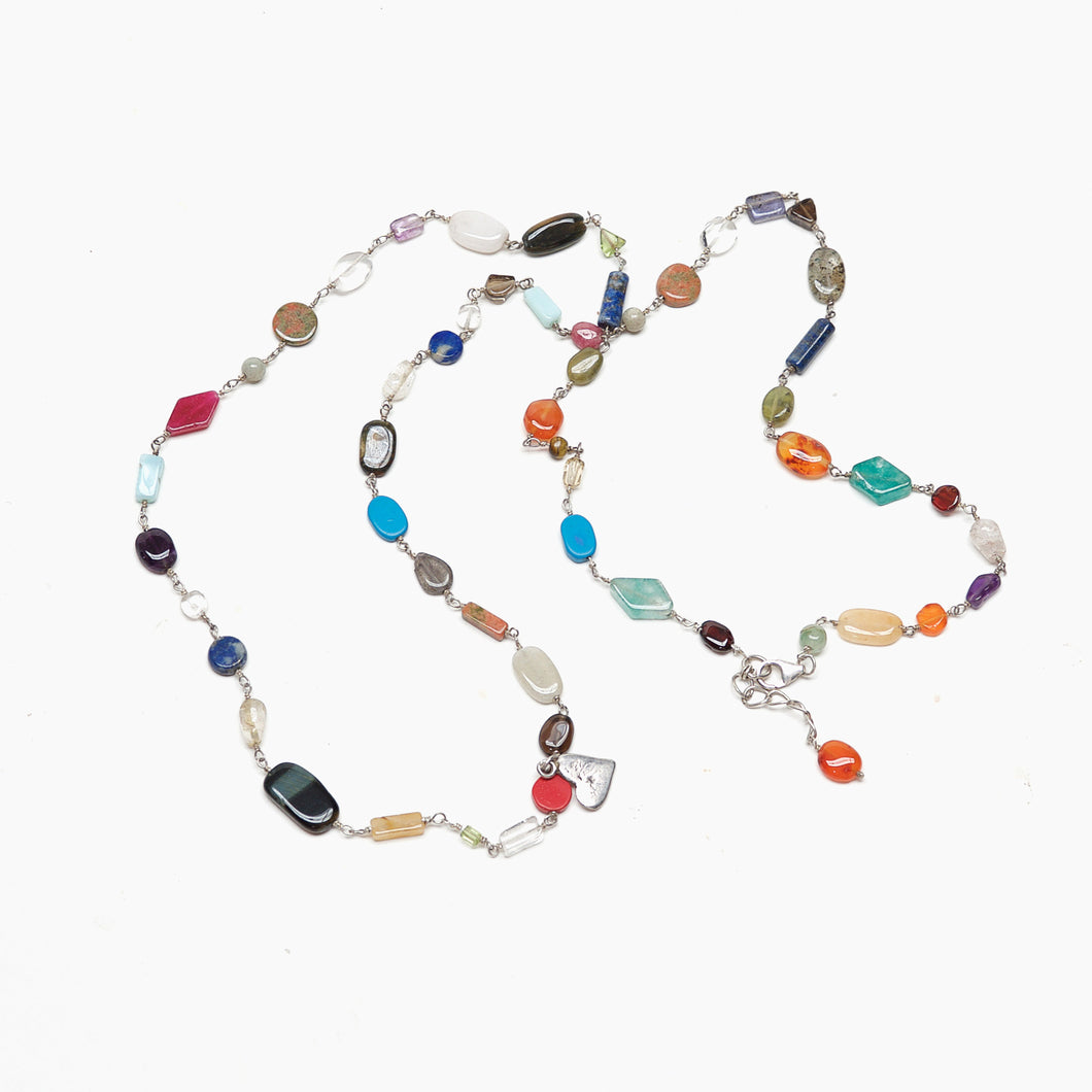 Necklace - semi precious gem stones with metal surround.